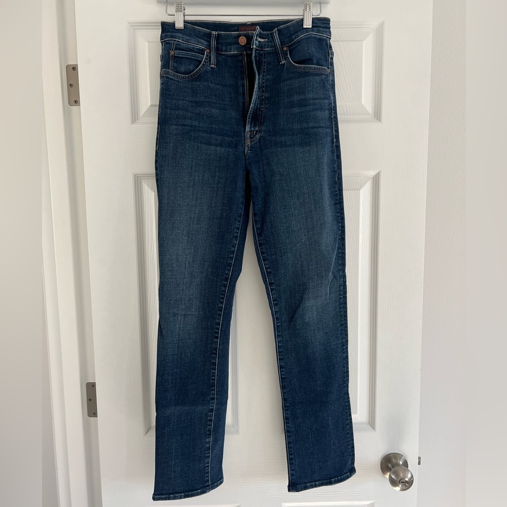 Mother Denim Dark Wash Skinny Jeans with loose ankle